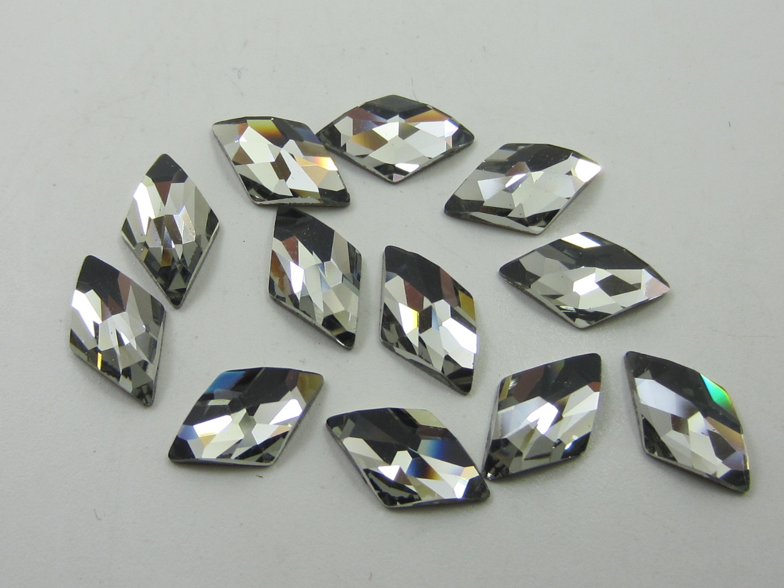 6 Pcs. 10x6mm  RHOMBUS BLACK DIAMOND FLATBACK European Rhinestones